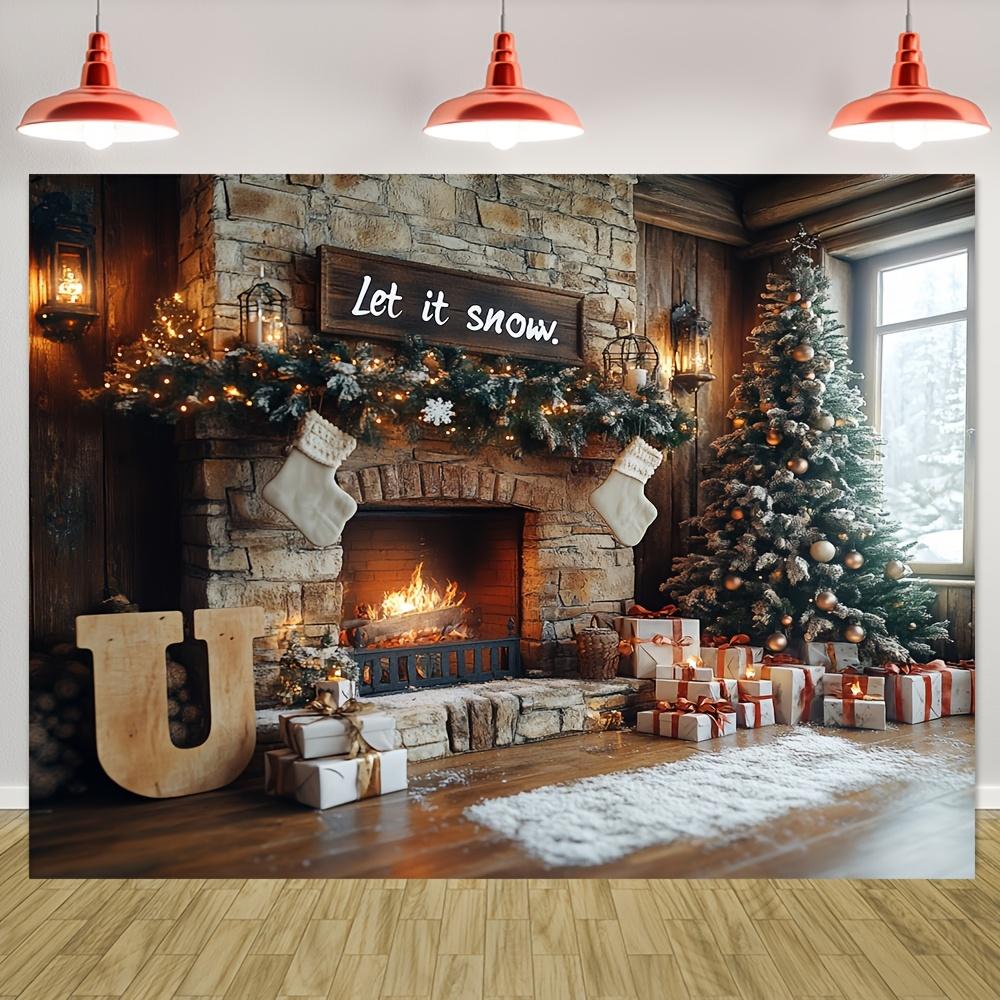 

Cozy Christmas Tapestry with Fireplace and Festive Tree Perfect for Adding Holiday Warmth to Any Room Decor Ideal for Home 74x94cm(29x37in)