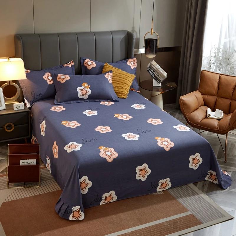 طقم مفروشات سرير أزهار بيضاء بسيطة 100% قطن فاخر فائق النعومة أغطية سرير وأغطية وسائد طقم مفروشات سرير كوين كينج ديكور غرفة نوم