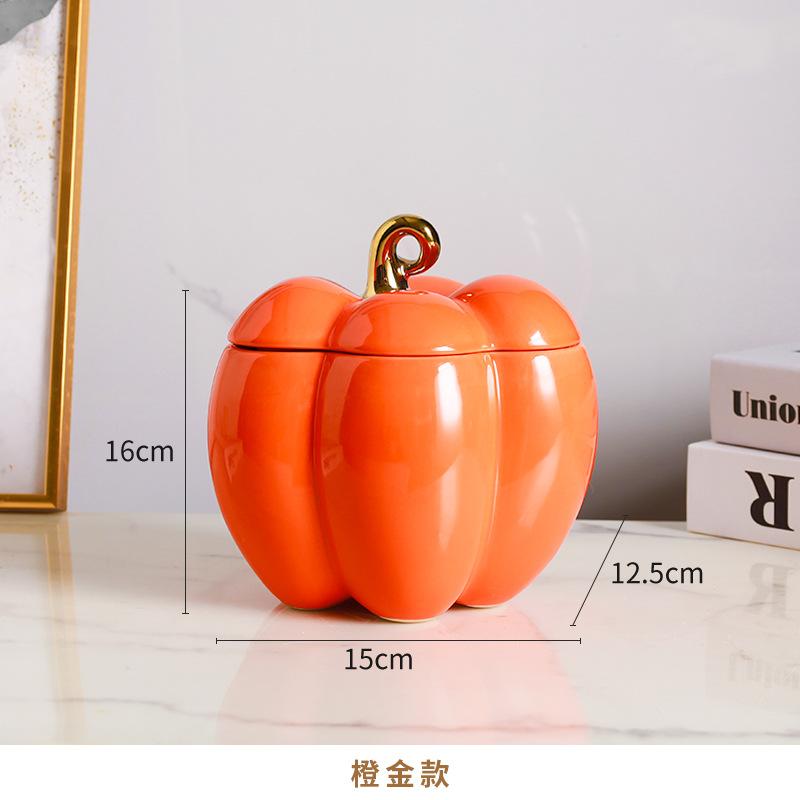 

Керамическая банка для конфет с крышкой, украшение для журнального столика в гостиной, место для хранения закусок, банка для кофейных конфет, новое украшение для дома от дизайнера оранжевый