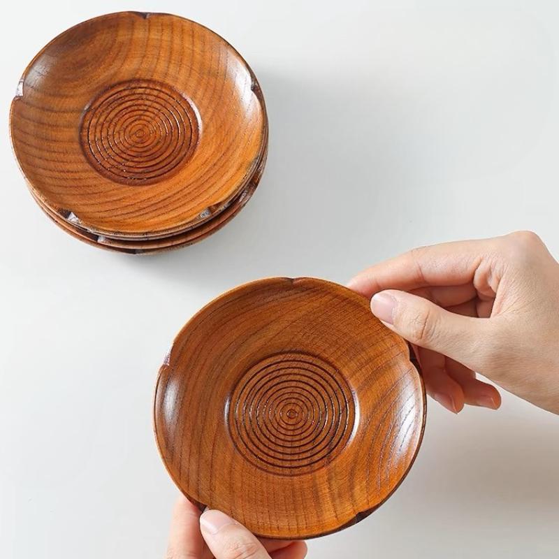 Rundes Massivholzschälchen Kreatives Beilagen-, Dipsaucen- und Gewürzschälchen, Snackschälchen für Trockenfrüchte