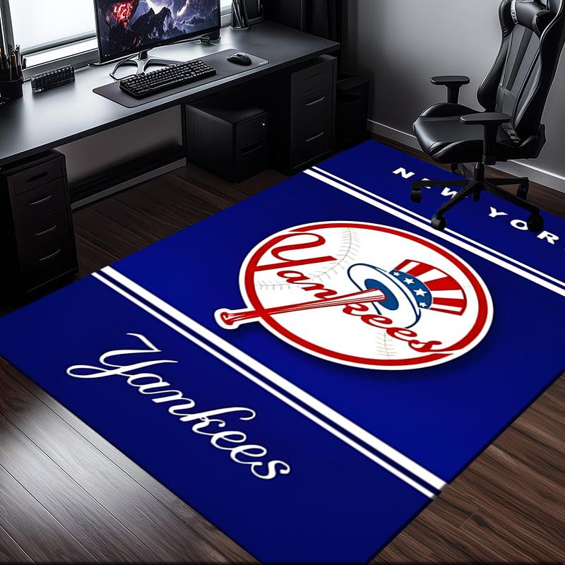 Yankees Baseball Team Logo Rug Office Carpet Non-Slip Mat, Chair Rug Floor Covering for Gaming, Bedroom, Living Room , Home Decor Christmas Gift