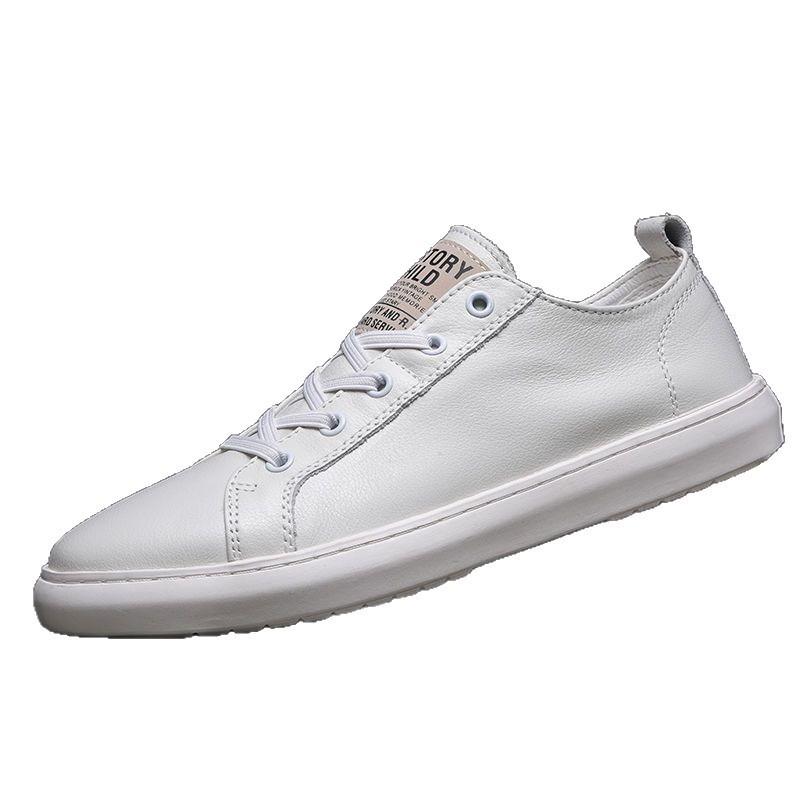 Men's Shoes Spring and Autumn Fashion Simple Leather White Shoes Breathable and Lightweight Outdoor Casual Low-top Board Shoes
