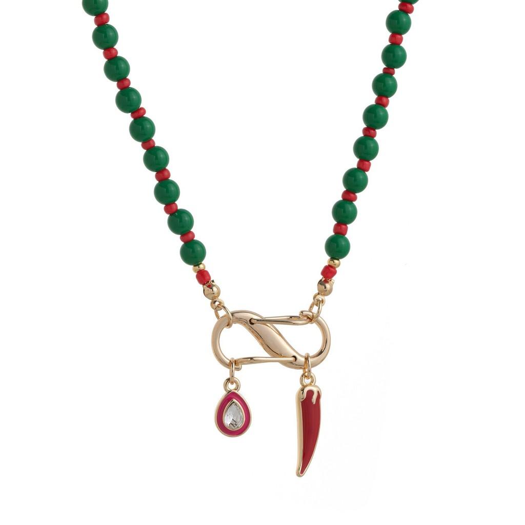 Geometric Copper Pendant Necklace With Colorful Dangle Charms For Unisex Fashion Accessory