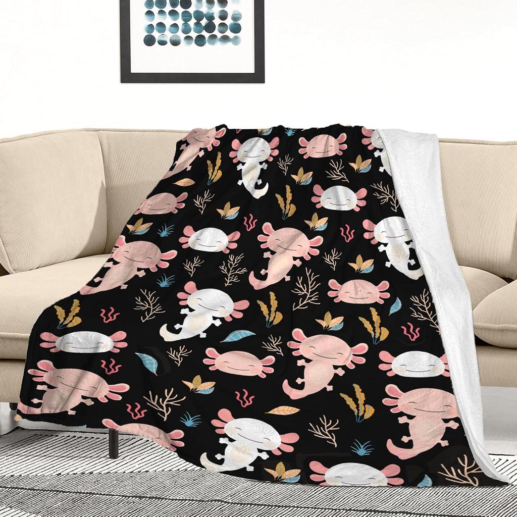 Axolotl Blanket Ultra Soft Flannel Throw Blanket Gifts for Axolotl Lovers Blankets for Girls Boys Kids Women Adults Stuff