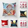 Christmas Elk Pillowcase Winter Snow Scene Santa Print Pillowcase Living Room Sofa Cushion Cover Christmas Home Decoration