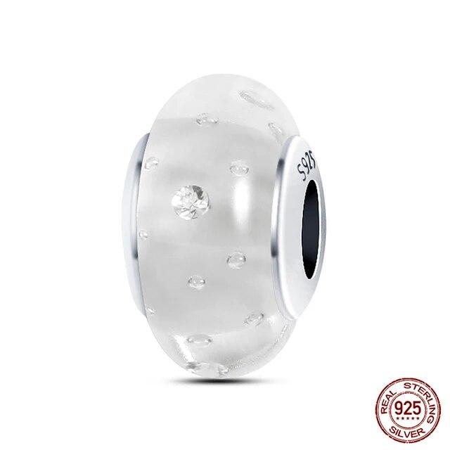 100 %925 Sterling Silver Colorful Butterfly Flower Luminous Glass Charms Beads Fitfashion Original Bracelets Fine Diy Jewelry