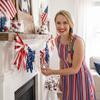 Patriotic Bow Garland - Memorial Day Decor - America 0th Anniversary Decoration - Fourth Of Home Party Supplies Independ