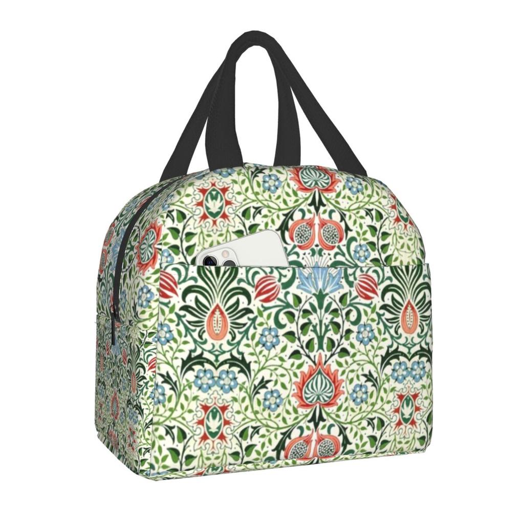 William Morris Compton Floral Pattern Lunch Box for Women Multifunction Cooler Thermal Food Insulated Lunch Bag Office Work