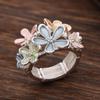 Enamel-colored Flower Elastic Ring - Fashionable and Versatile Zinc Alloy Ring with Flower Clusters for Ladies