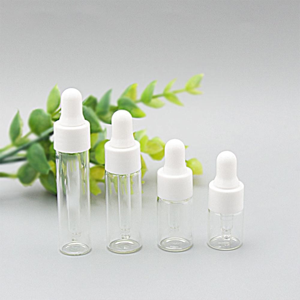 50pcs/100pcs 5ml 10ml 15ml 20ml Clear Glass  Dropper Bottle Jars Vials With Pipette Smooth