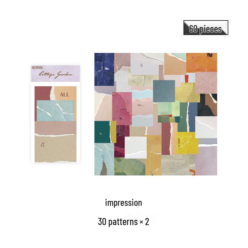 Garden Series Retro Korean Journal Background Paper, 60 Sheets, 6 Designs