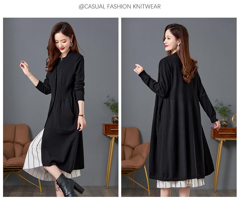 2024 Trendiger Overknee-Cardigan: Mittellanger, locker gestrickter Schal mit tailliertem Design