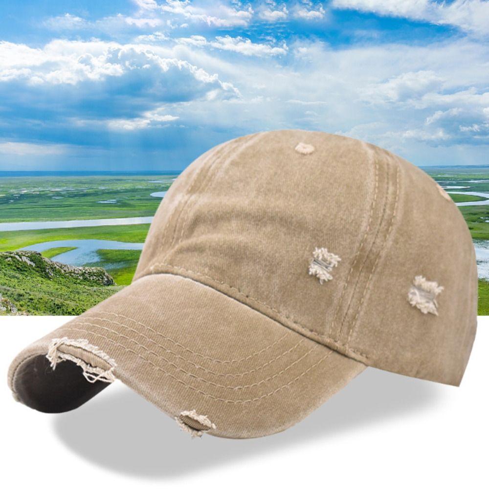 Adjustable Peaked Cap Broken Hole Sunscreen Hats Fashion Baseball Hats  Man Women Outdoor Sports