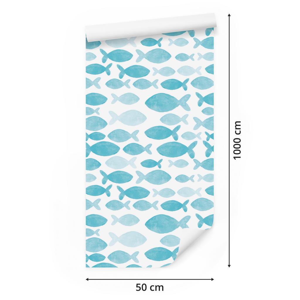 Watercolor Fish Wallpaper for Living Room and Bedroom 50x1000