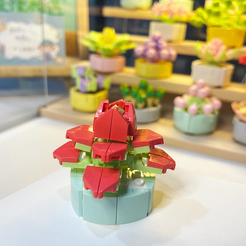 Topfkultur Blume Baustein Ziegel DIY Pflanze Spielzeug Weihnachtsgeschenk für Mädchen Erwachsene Kind Simulation süße Desktop-Dekorationen