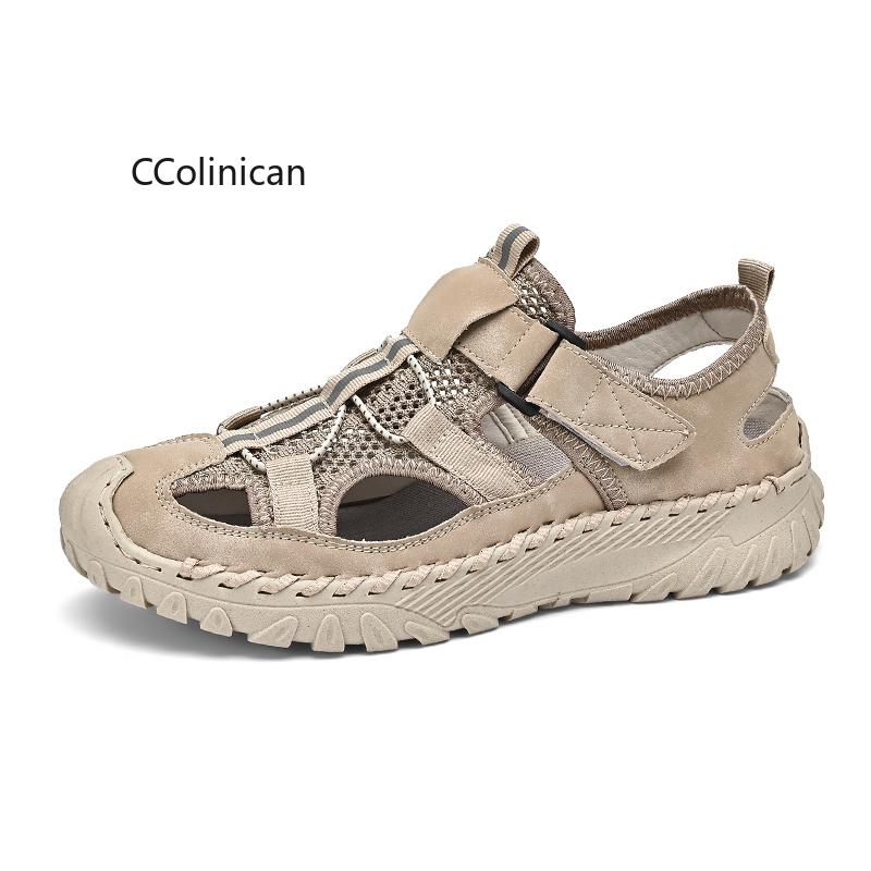 Hot Summer Men Breathable Casual Sandals Thick Base Fashion Trendy Outdoor Comfortable Beach Shoes Anti-Slip Hole Plus Size
