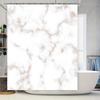 Luxury White Marble Shower Curtain Set For Bathroom Decor Modern Gold Accents Bath Mat And Hook Package Kit (200 X 180Cm)