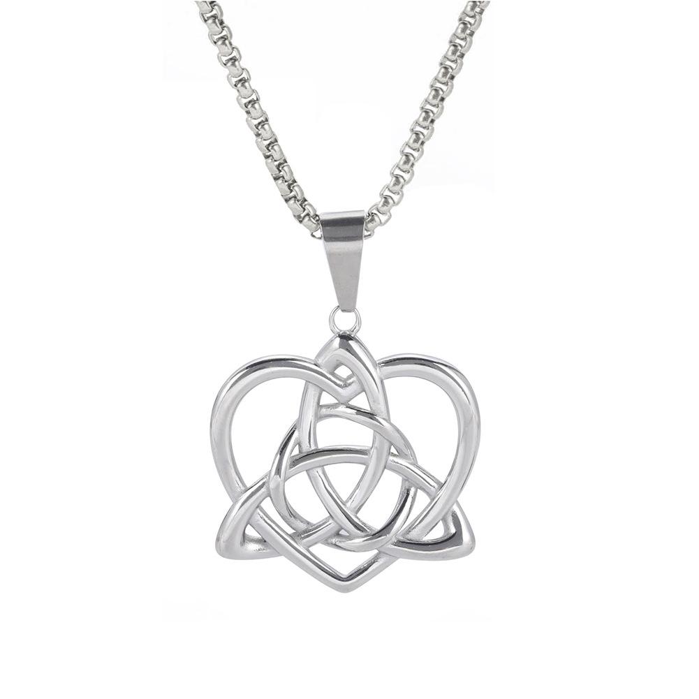Fashion Love Celtic Knot Pendant Necklace 925 Silver Cast Jewelry