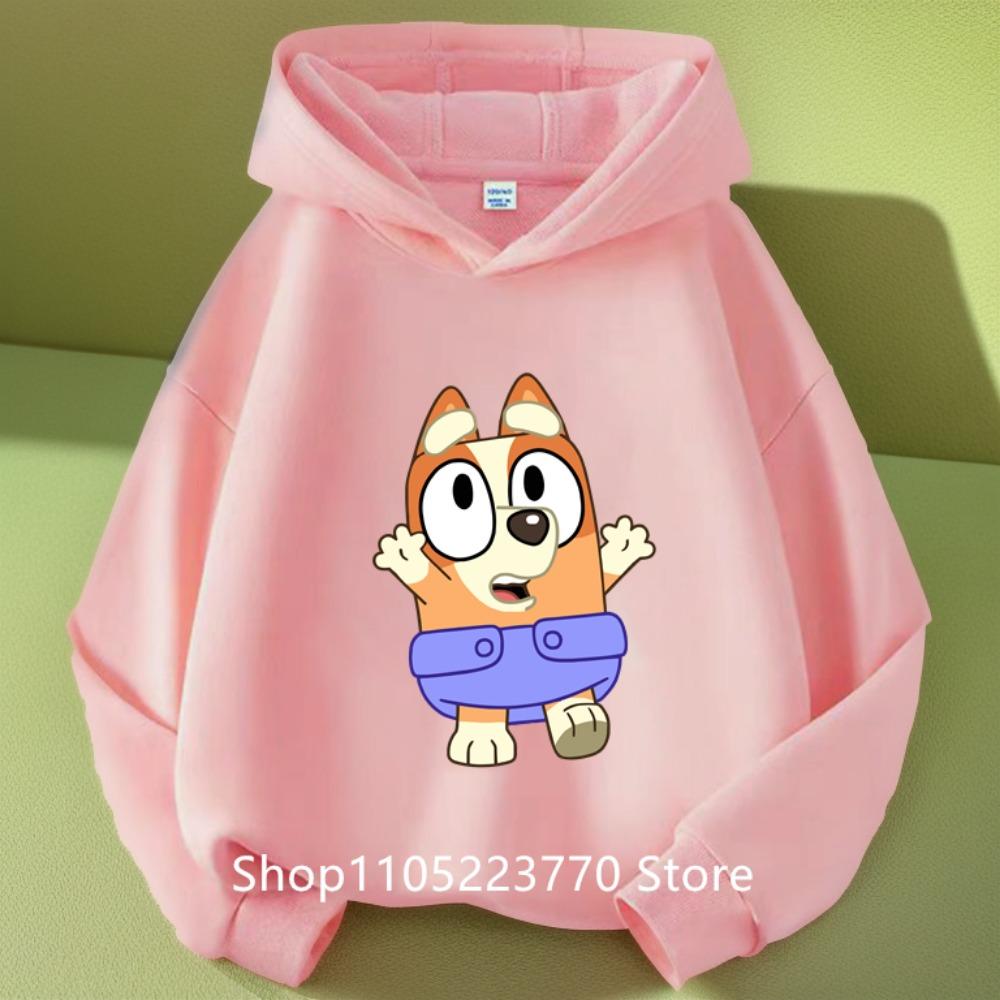 Kids Bluey Hooded Sweatshirt Fall Winter Warm Soft Pullover Comfortable Playwear for Boys Girls