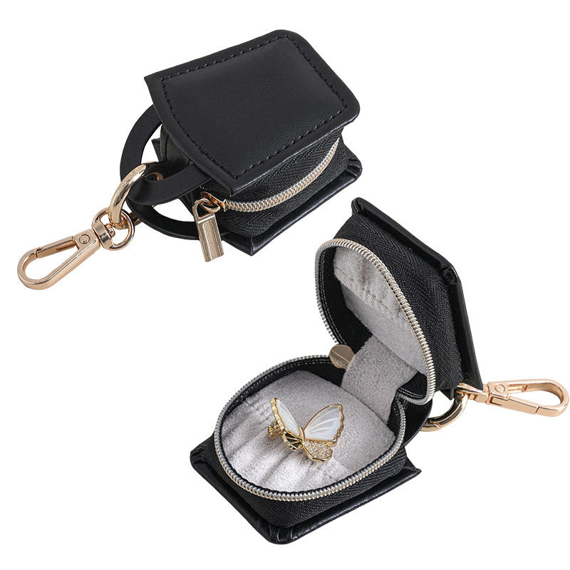 Portable Mini PU Jewelry Box Minimalist Gifts Jewelry Storage Case Keychain Travel Bag Pendant Bag Accessories