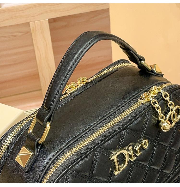 Shiling 2025 Handtasche & Umhängetasche für Damen mit schwarzem Diamantmuster aus Leder