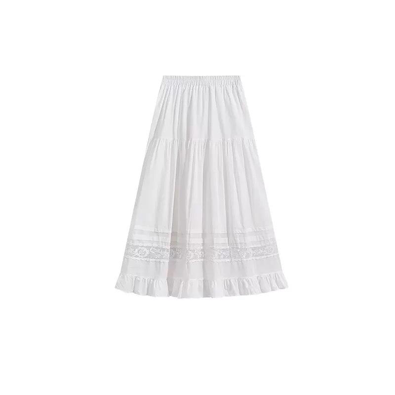 Spring 2026 Floral Lace Ruffled Women's Gentle Style Long Skirt