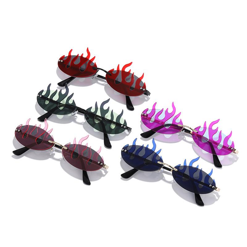 Hip Hop Flame Sunglasses Isn'T Double Lens Glasses, Funny Contrasting Sunglasses Women