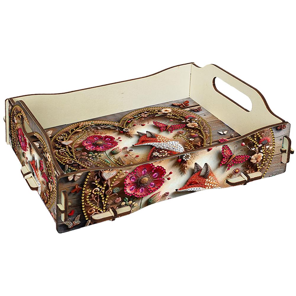 5D DIY Diamond Painting Serving Tray Wooden Diamond Art Tableware Manager Tray Diamond Decorative Serving Tray Home Decor Gift
