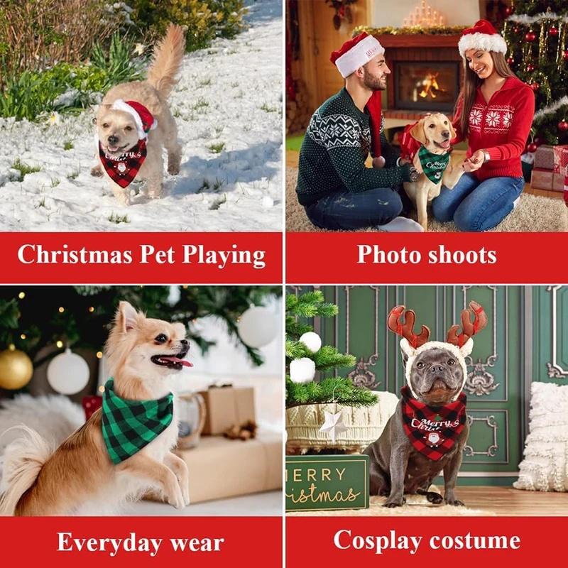 1/2Pcs Halloween Plaid Dog Bandana, Adjustable Triangle Pet Scarf Saliva Towel Holiday Party Decor for Small Large Dogs