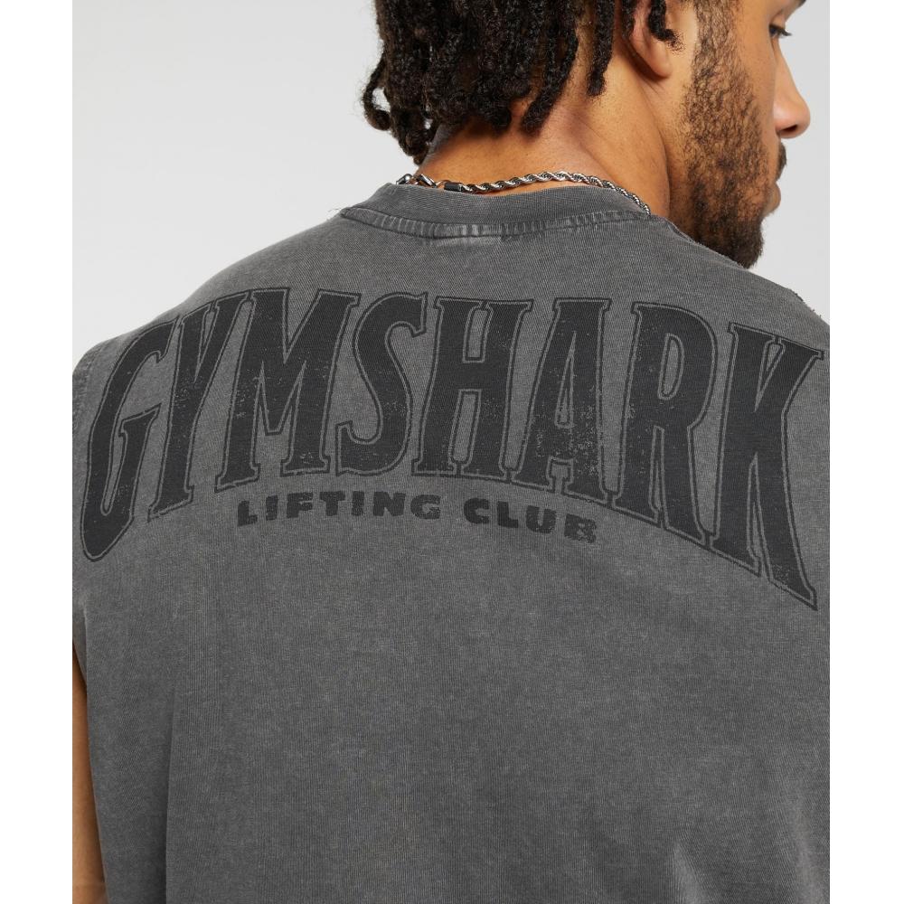 Gymshark Heritage Washed Cut Off Tank Onyx Grey A5a9p Gb8n