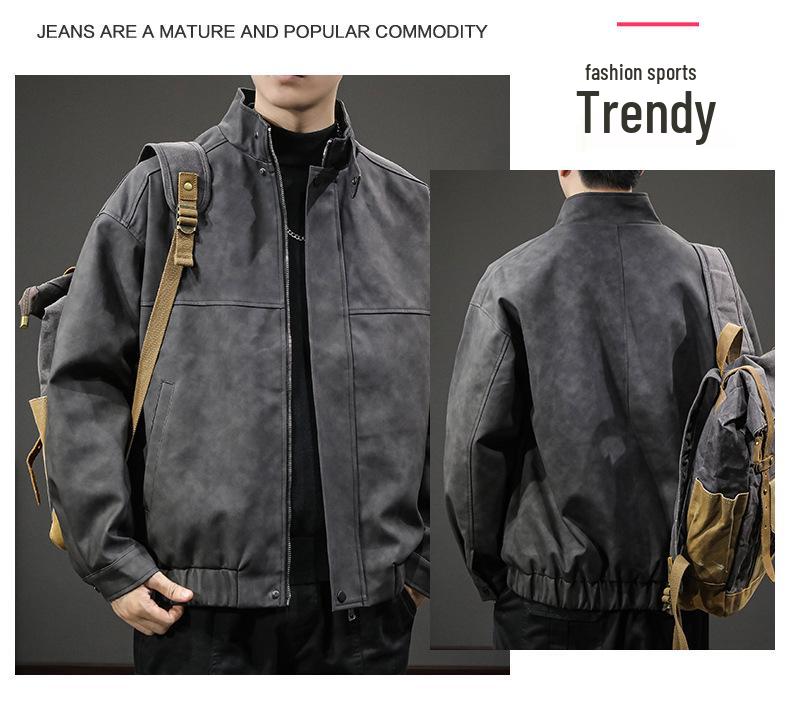 Men's High-End Retro Leather Motorcycle Jacket - American Style, Casual PU Outerwear