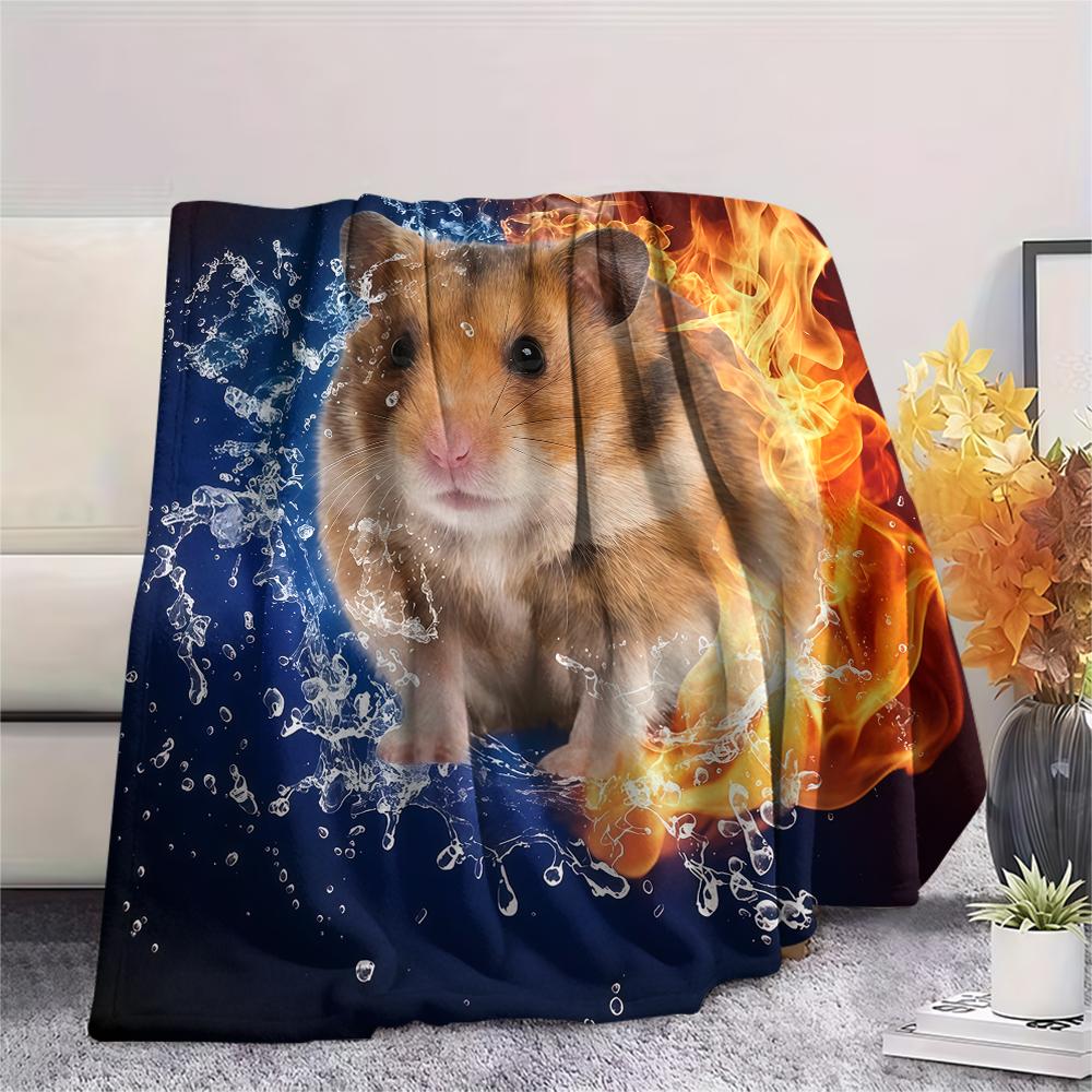 Blue Red Flame Cat Chicken DogPrint Flannel Blanket,High quality Comfortable for All Seasons,Home Decor,Warmth and Comfort,Perfect for Christmas Gifts