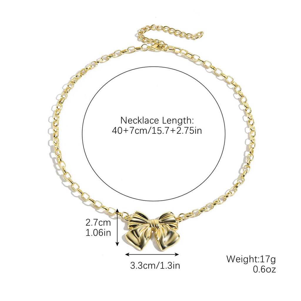 Necklace for Women Jewelry Necklace Women Hundred Premium Alloy Bow Necklace Beautiful Elegant Necklace for Her