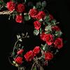 1Pc Autumn Simulation 86.6 Inch Rose Fence Hanging Flower Rattan for Outdoor Yard Patio Garden Home Holiday Party Decoration