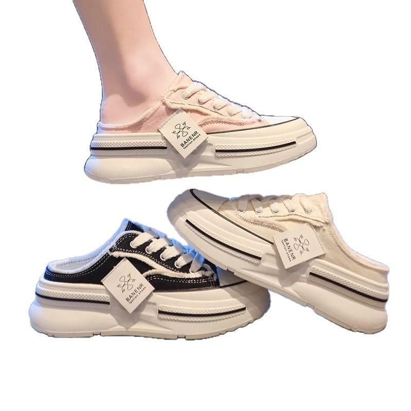 Baotou slippers for women wearing canvas shoes outside summer without heels Lazy half slippers