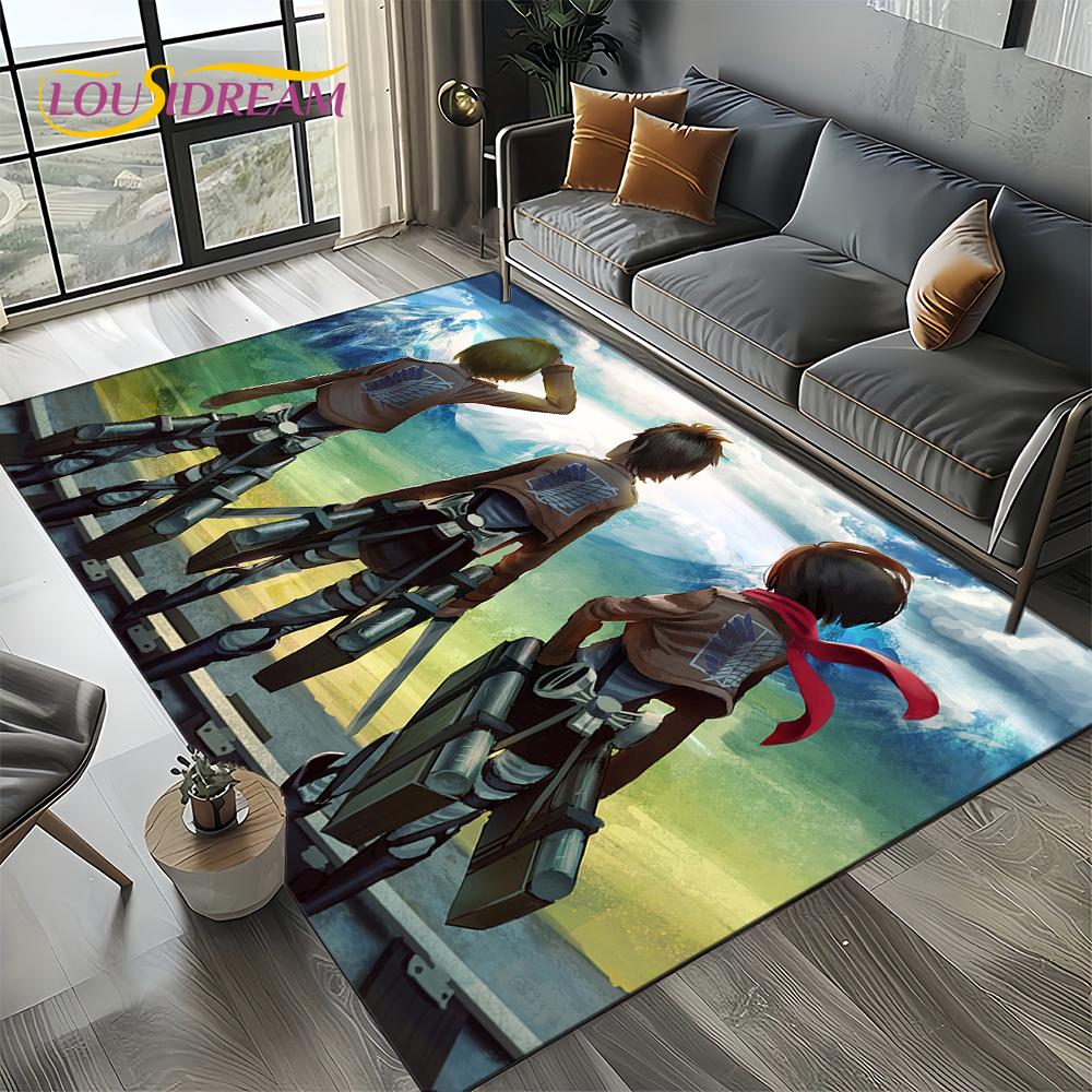 Attack on Titan Eren Anime Cartoon Carpet Rug for Bedroom Living Room Home Sofa Decoration,kids Play Decor Floor Mat Gift