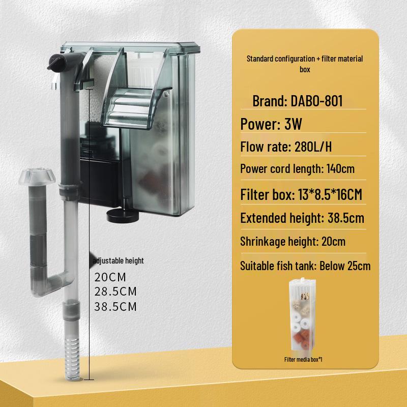 Wall-Mounted Aquarium Filter: Compact 3-in-1 External Purification & Circulation System