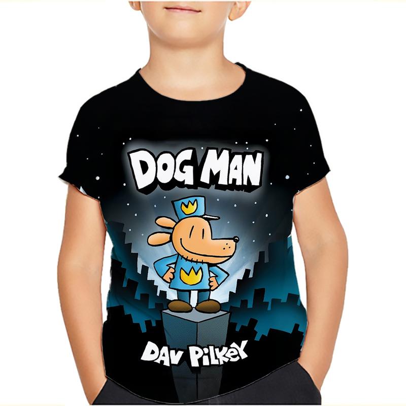 

Детская футболка Dogman Dog Man 3D-принт Цветная футболка с графикой комикса Мягкий детский повседневный топ для мальчиков и девочек 130 серый