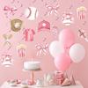 Funrous 22 Pcs Baseball Coquette Party Decoration Pink Bow and Baseball Hanging Swirl Spiral Ceiling Streamer Sport Theme Hanging Decor for Birthday