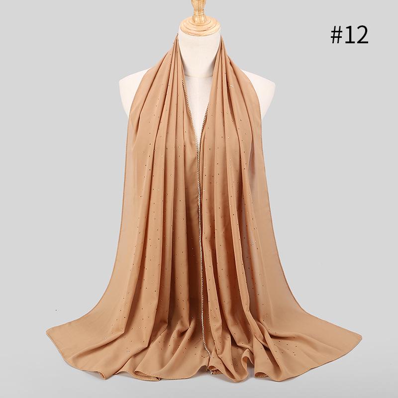 Lain Pearl Bubble Chiffon Diamond Rhinestone Shawl Scarf High Quality Shimmer Beads Headband Wrap Foulard Muslim Hijab Sjaal