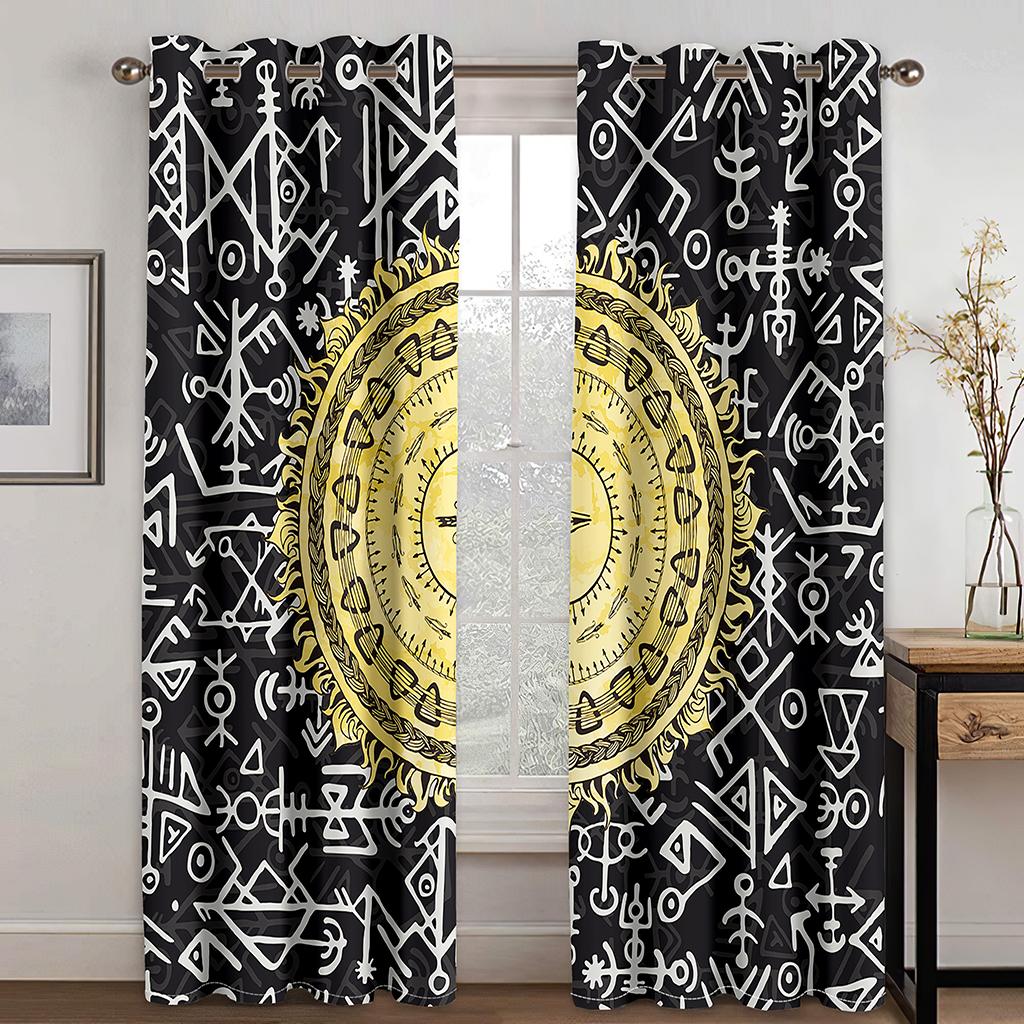 Bohemian Abstract Geometric Luxury Simple Free Shipping Thin 2 Pieces Shading Window Drape Curtain for Living Room Bedroom Decor