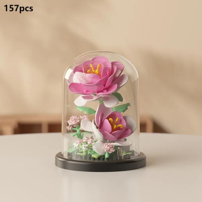 

3D Eternal Bouquet Building Blocks MOC Flower Building Set - DIY Eternal Bouquet Display Box Brick Toy for Home Office Decor with box