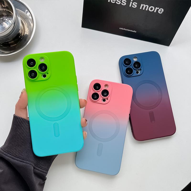 Comes With Lens Film Gradient Color Phone Case For IPhone 17 16 15 14 13 12 Pro Max 11 Silicone Shockproof Back Cover
