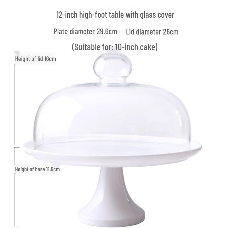 Homeglen Europäischer Keramik-Kuchenständer mit Glasglocke