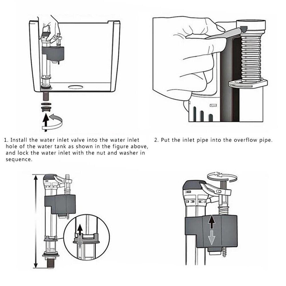 Adjustable Water Level Entry  Silent Water Saving G12 Bottom Inlet Toilet Cistern Fill Valve for Efficient Water Drainage