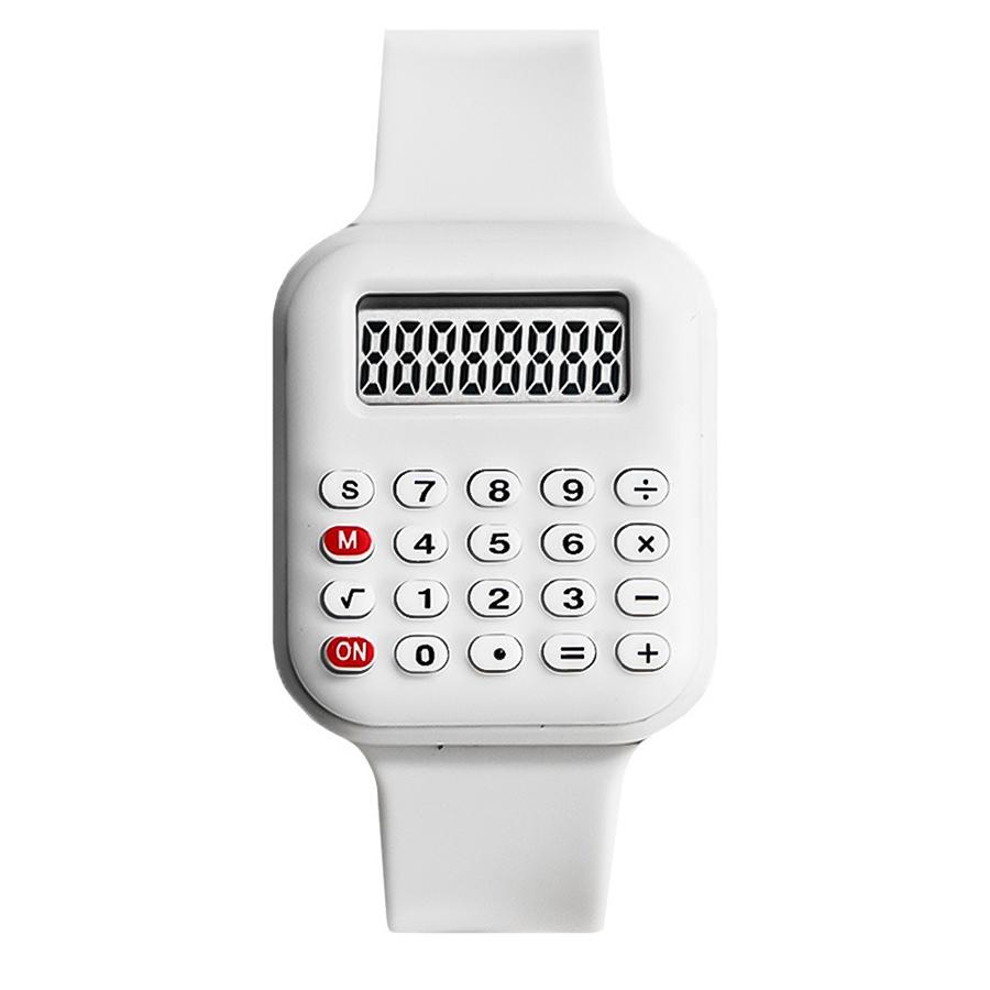 Creatief Rekenmachine Horloge Cartoon LED Digitaal Kinderhorloge Mode Sport Elektronisch Horloge voor Jongens Meisjes Kinderen Student Cadeau Klok white