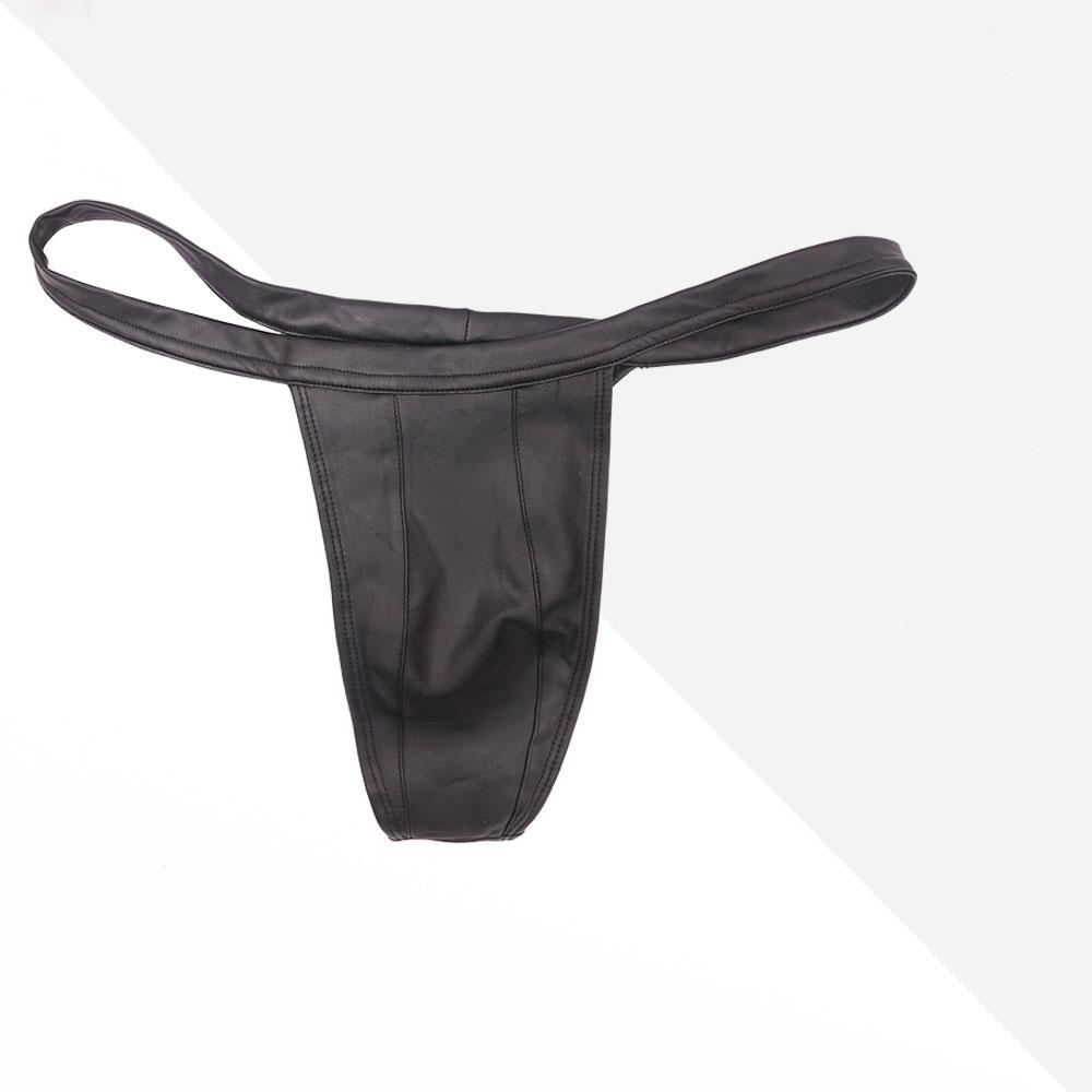 Sexy Herren Latex Glänzend U-förmige Beutel Slip Niedrige Taille G-String Glatte Tanga Faux Leder Micro T-Rücken Gay Wear Große Größen F23