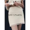 Frayed Edge Knitting High Waist Mini Skirt 9598039 Bowknot Decoration Short Sleeve Elegant Knitting Outwear 9598038