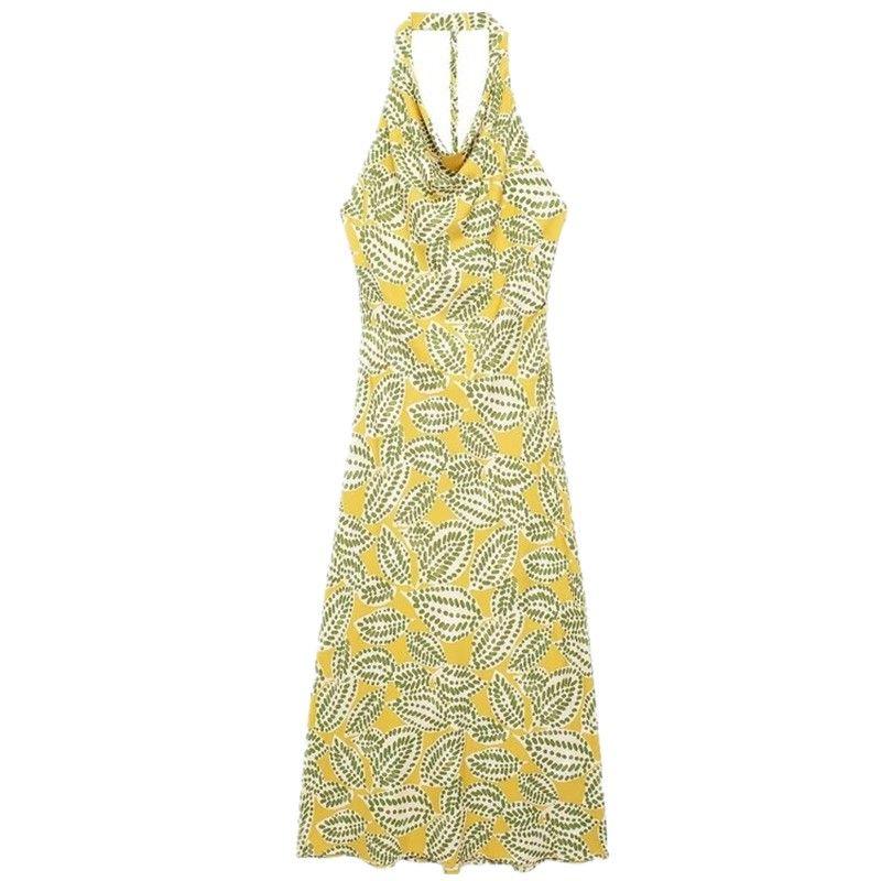 Fashion Style 2024 Summer New Women's Clothing Temperament Printed Hanging Collar Long Dress 9878085 330