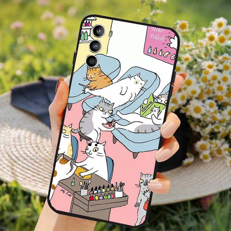Fun Cat Phone Case For Moto G85 G55 G05 G14 G75 G31 G50 G52 G60 G13 G32 G84 G54 G53 G72 G24 Power